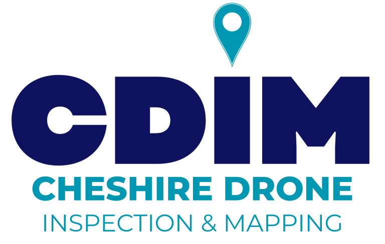 Logo of CDIM, featuring "Cheshire Drone Inspection & Mapping" with a location pin.